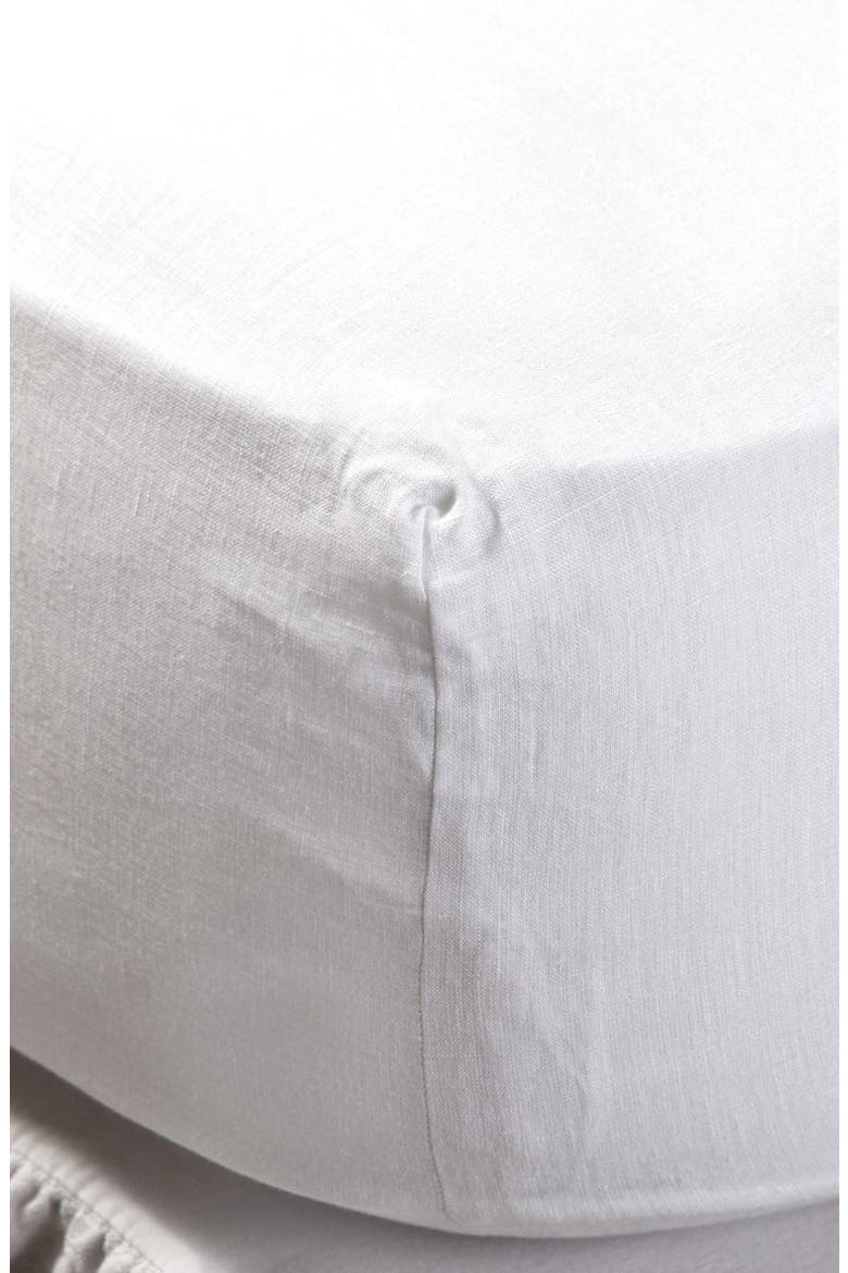 Linen Fitted Sheet, Main, color, WHITE