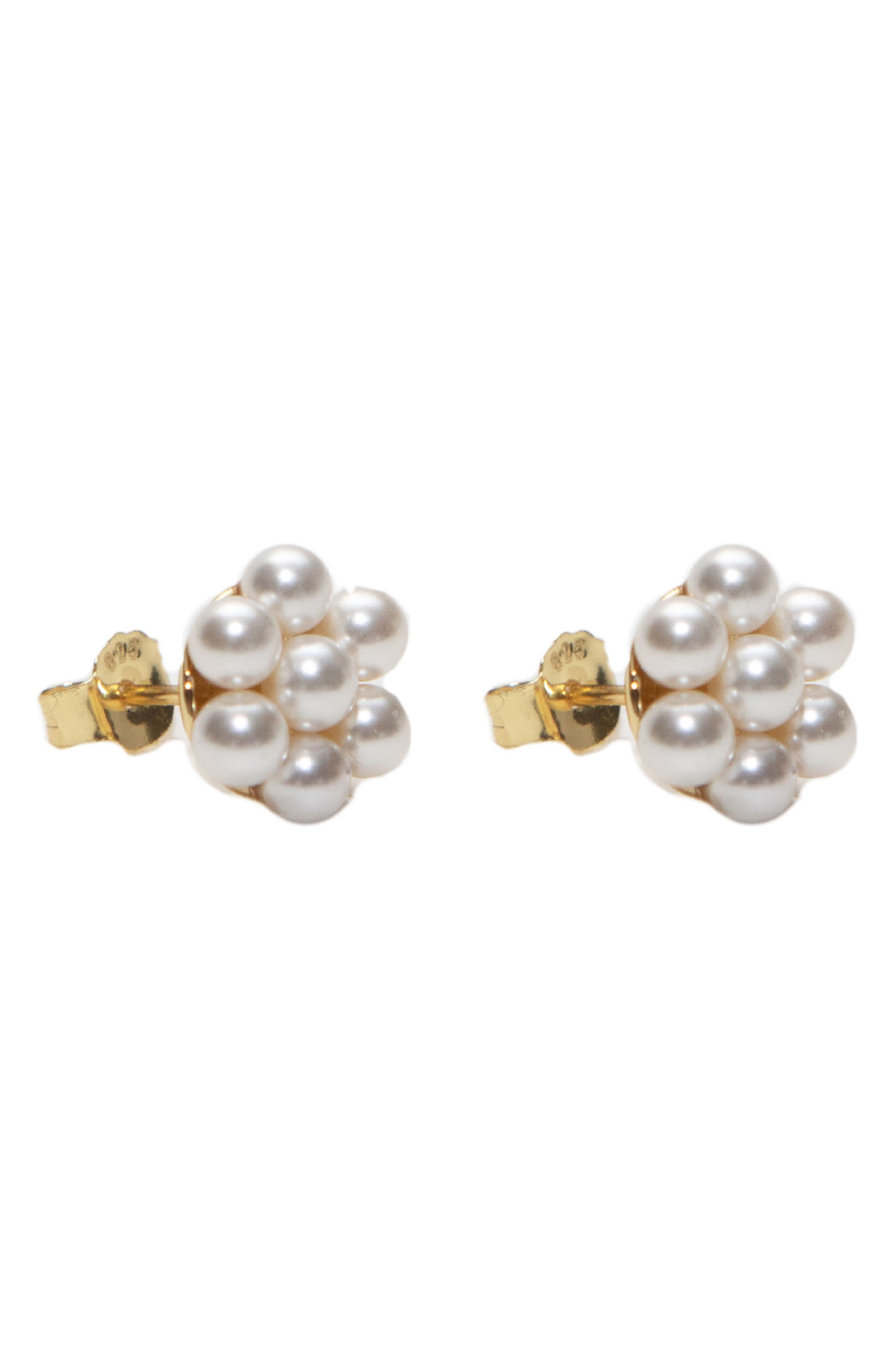 Argento Vivo Sterling Silver Faux Pearl Flower Stud Earrings