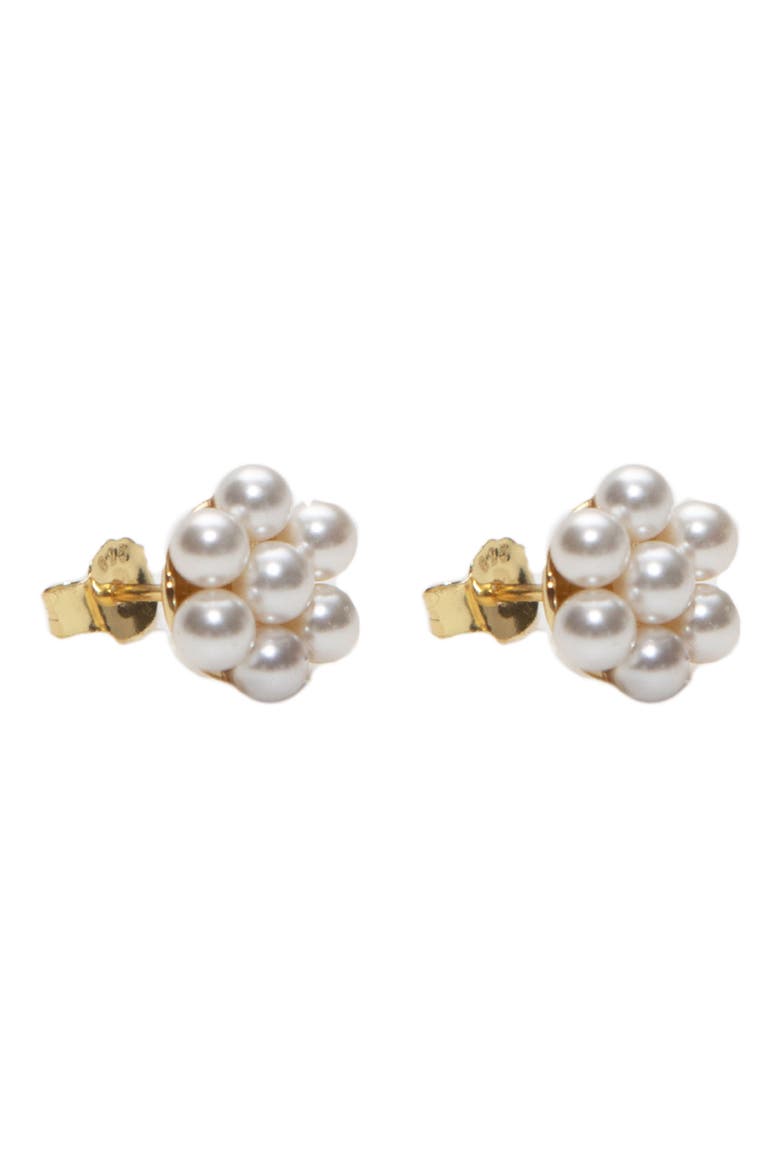 Faux Pearl Flower Stud Earrings, Main, color, GOLD