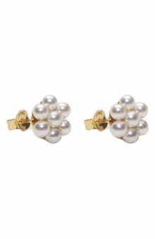 Argento Vivo Sterling Silver Faux Pearl Flower Stud Earrings