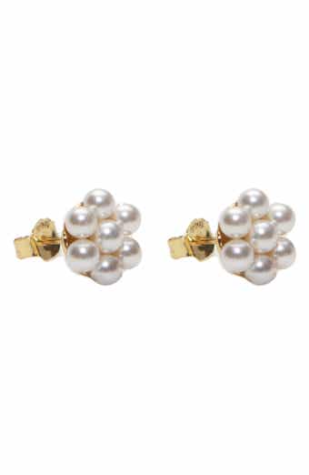 Argento Vivo Sterling Silver Faux Pearl Flower Stud Earrings