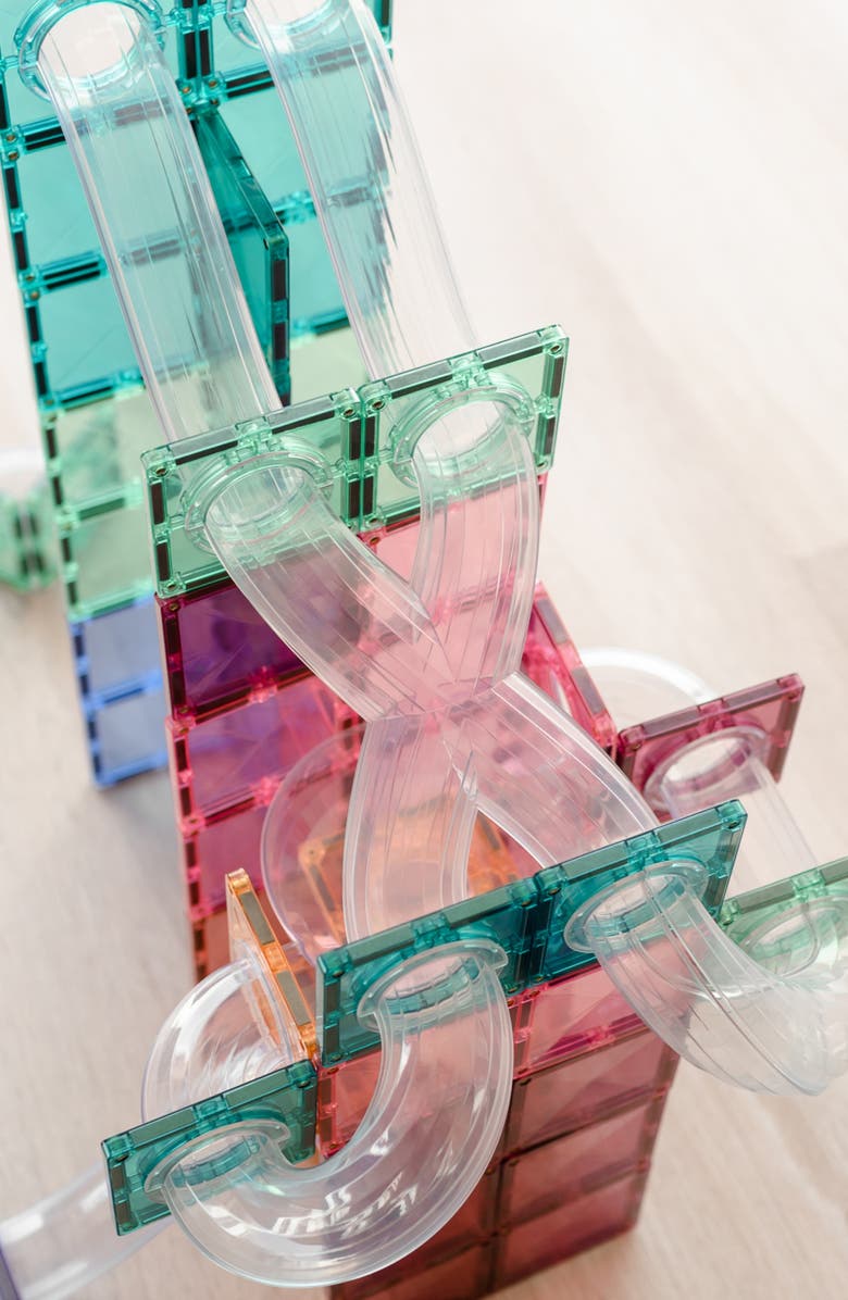 CONNETIX Kids' Pastel Magnetic Tiles 80-Piece Ball Run Expansion Pack, Alternate, color, Pastel