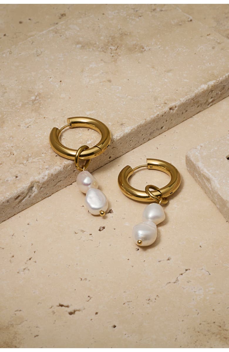 Untamed Petals Zuma Freshwater Pearl Hoops, Alternate, color, Gold