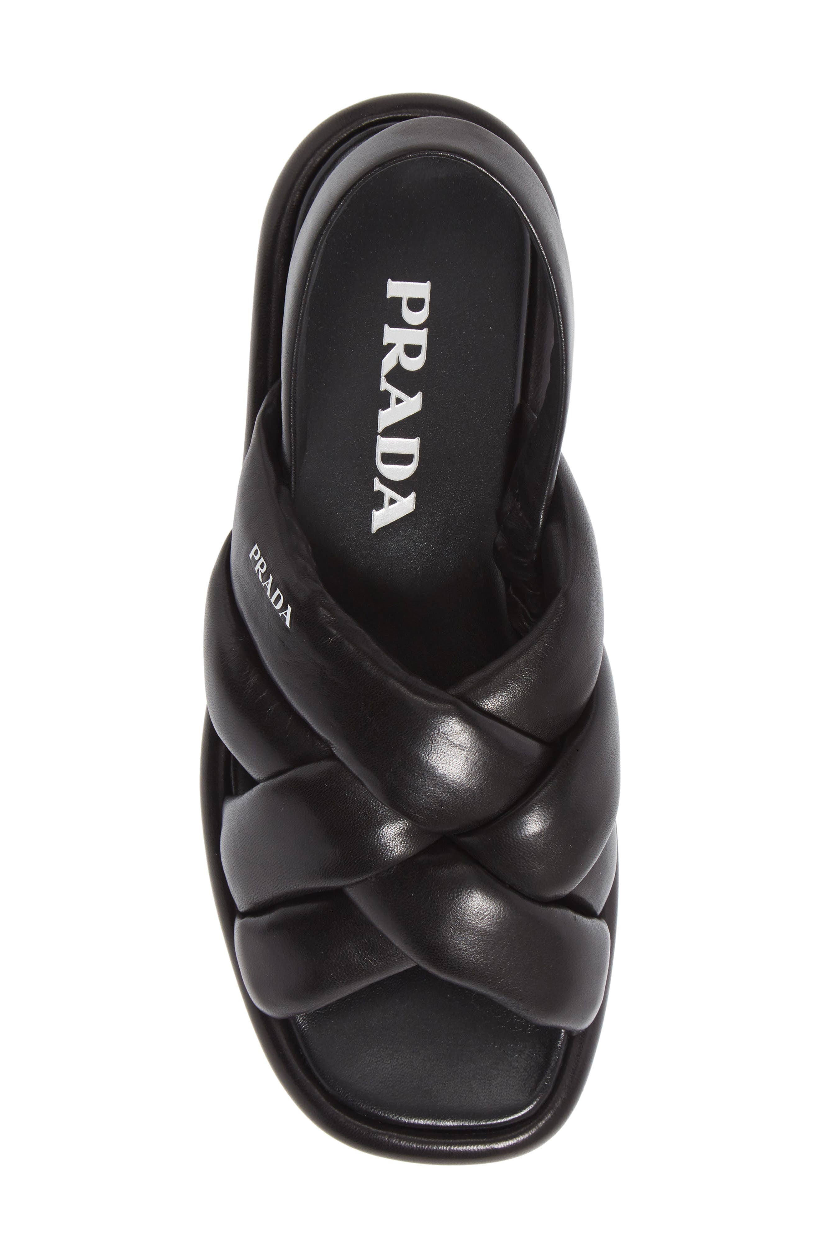 Prada Woven Slingback Platform Sandal, Alternate, color, 