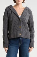 Bobeau Cable Knit Hooded Cardigan