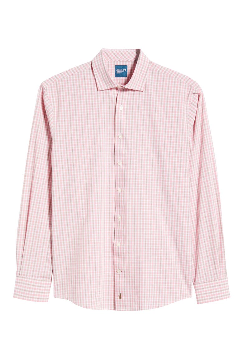 Morse Check Everyday Performance Button-Up Shirt, Alternate, color, PETAL