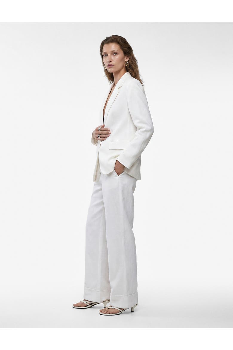 Linen Blend Tailored Notched Collar Blazer, Main, color, WHITE