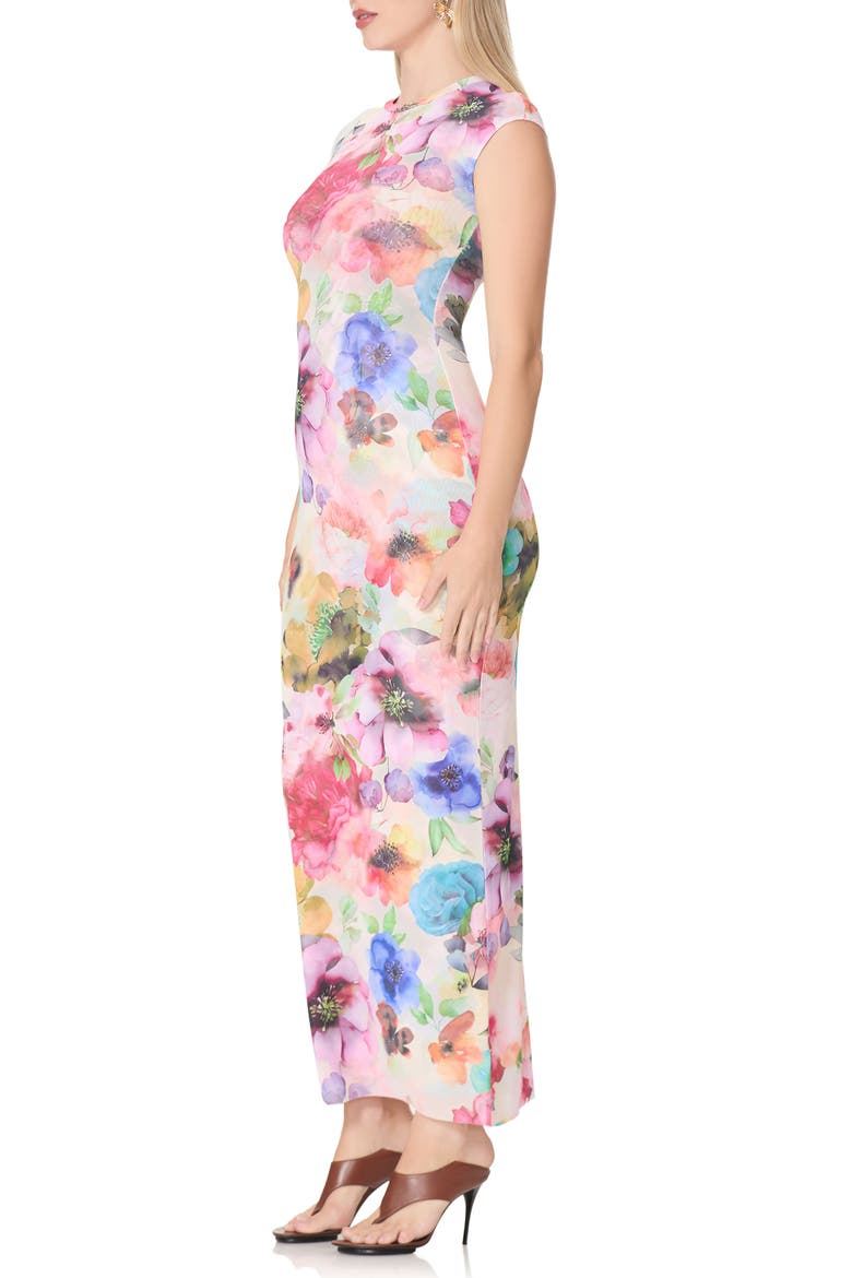 Mylo Print Mesh Maxi Dress, Alternate, color, WATERCOLOR BLOSSOM