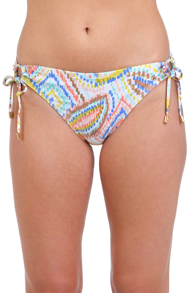 La Blanca Sunbaked Jewels Adjustable Loop Hipster Bikini Bottoms, Main, color, White Multi