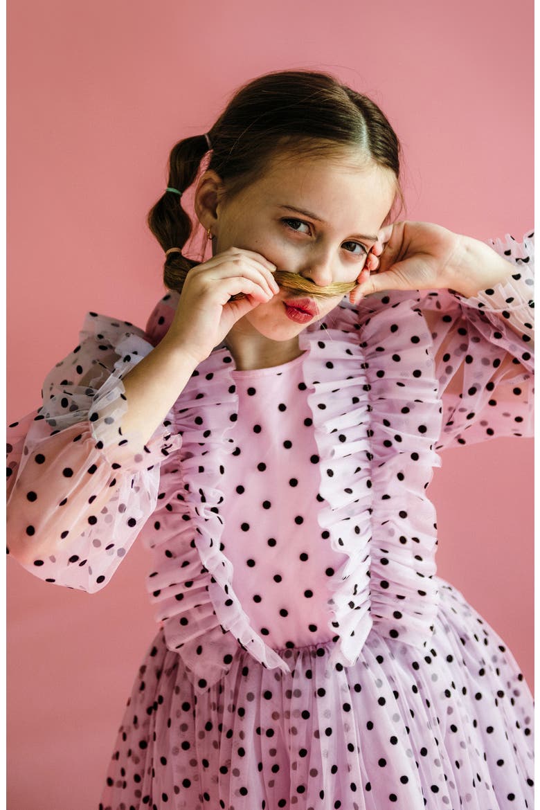 Kids' Long Sleeve Tulle Dress, Alternate, color, SOFT PINK