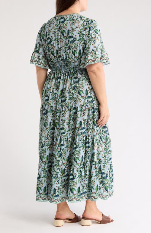 Max Studio Short Sleeve V-neck Maxi Dress In Green