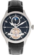 Heritor Automatic Gregory Semi-Skeleton Leather-Band Watch