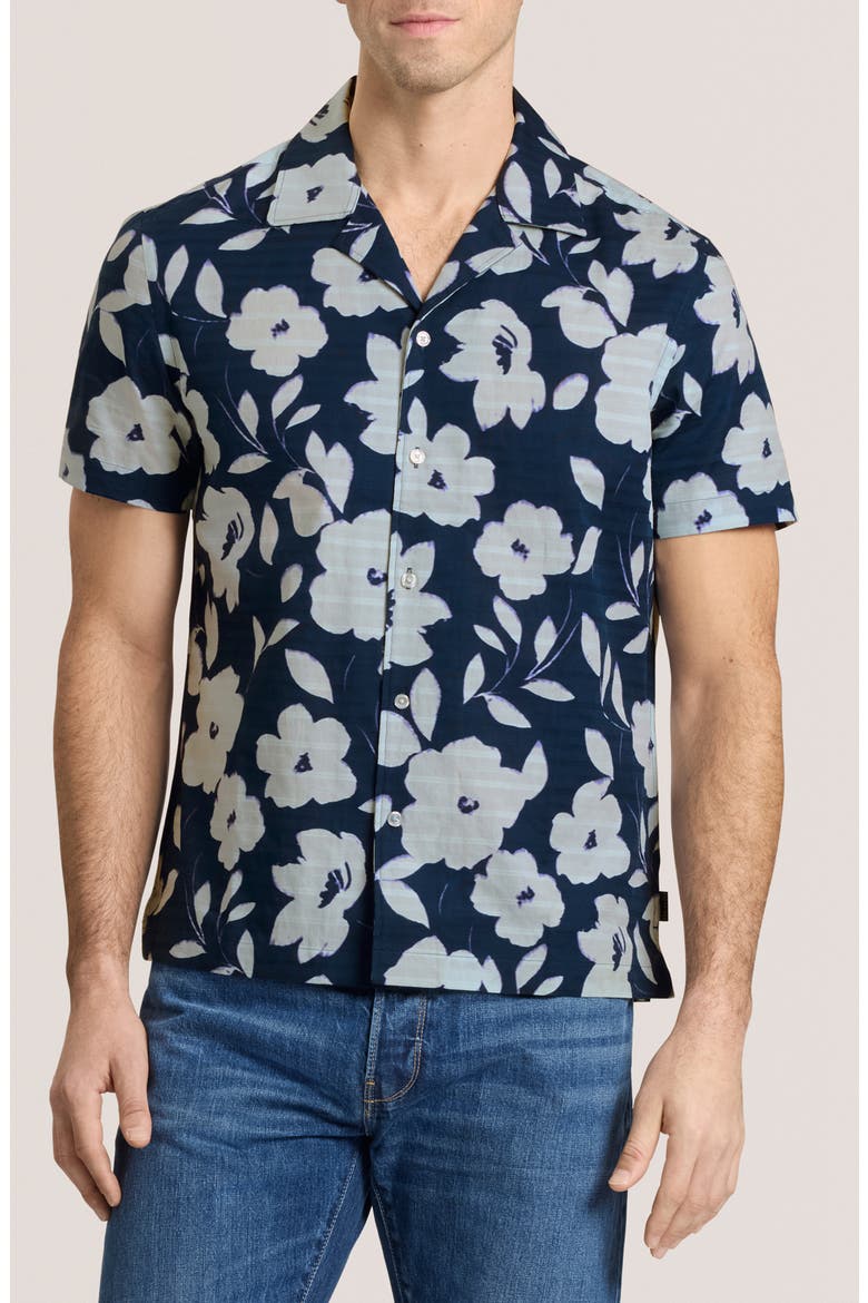 Floral Print Camp Shirt, Main, color, MIDNIGHT SAIL