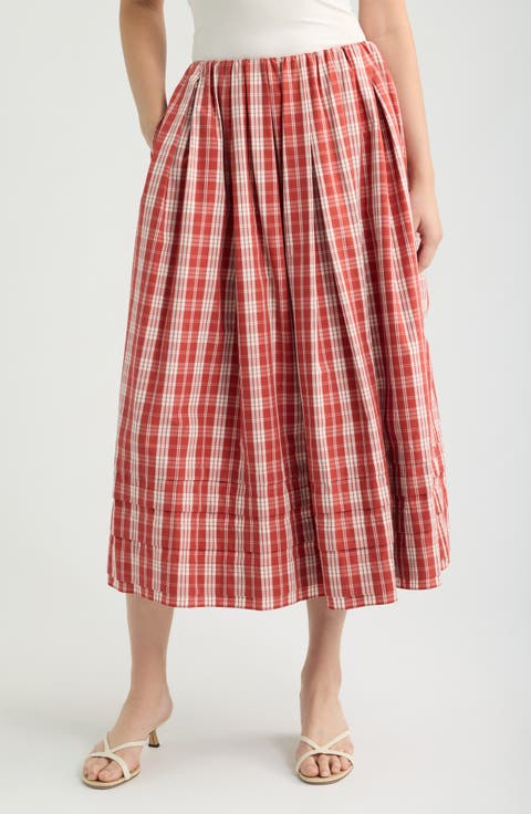 Cales Check Cotton Skirt