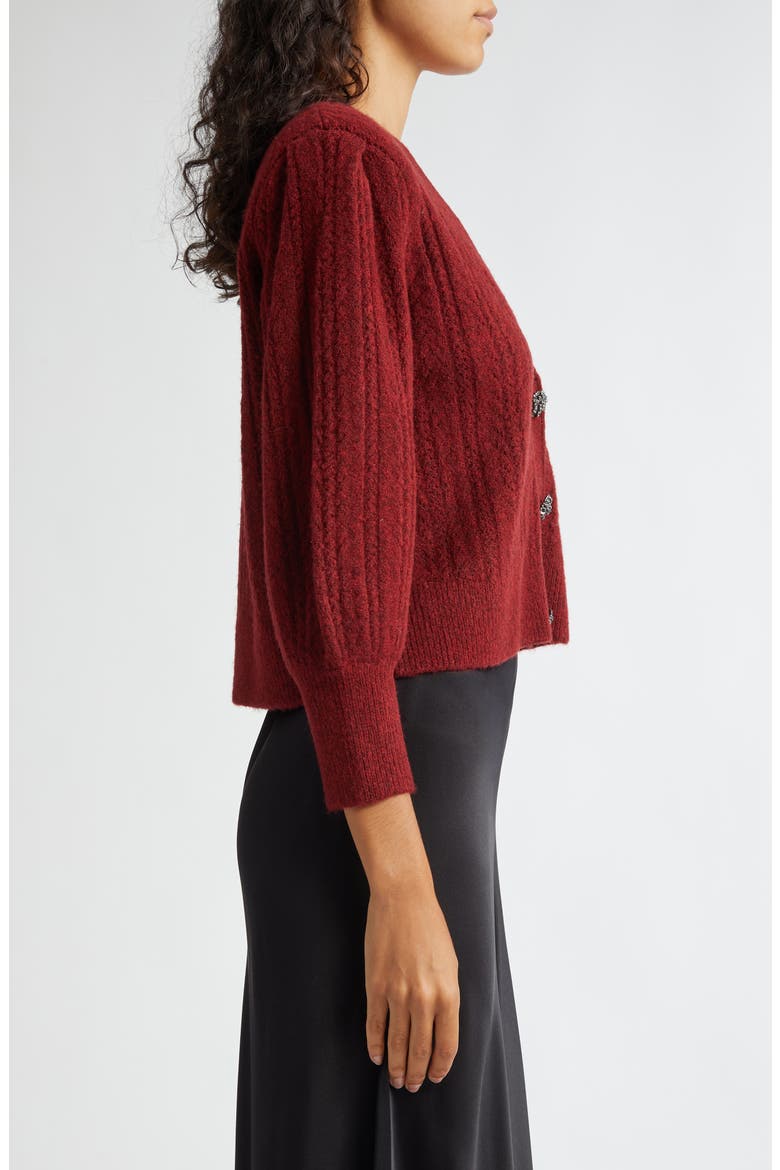 Talullah Jeweled Button Cardigan, Alternate, color, SYRAH