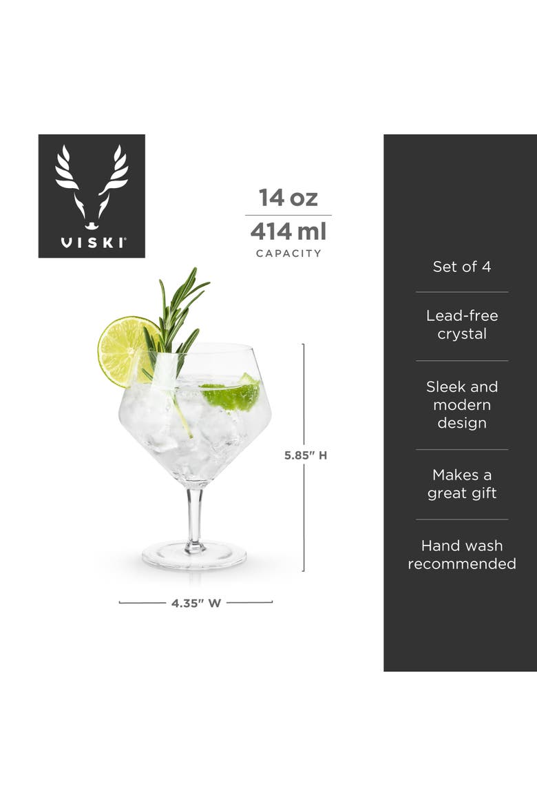 Raye Crystal Gin & Tonic Glasses Set of 4, Alternate, color, Clear
