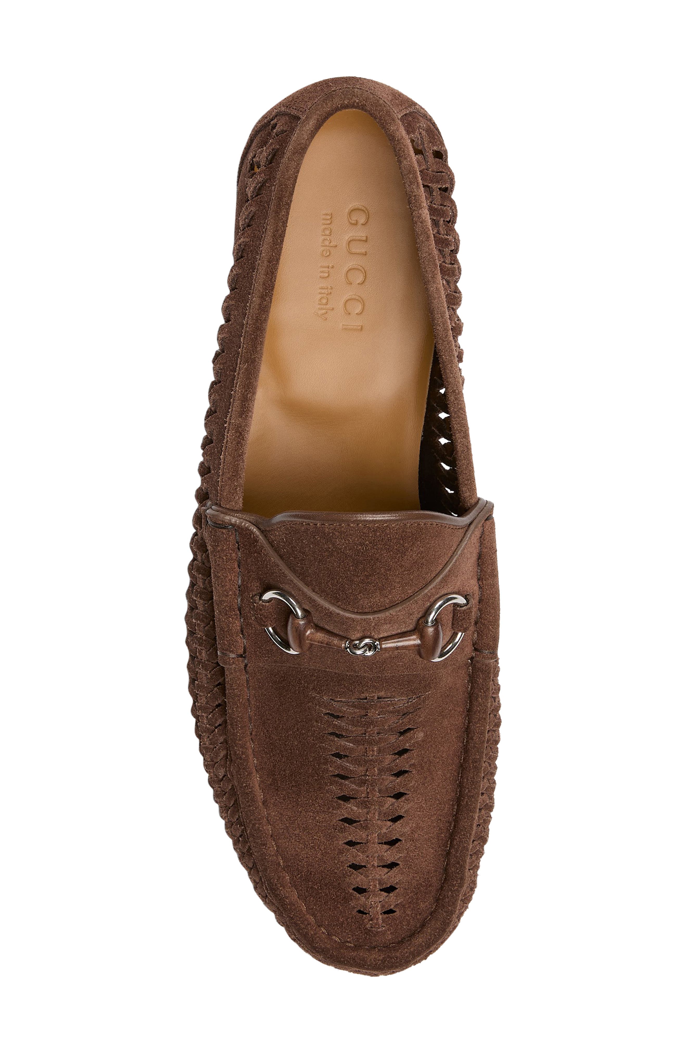 Gucci Horsebit 1953 Woven Loafer, Alternate, color, Mahogany