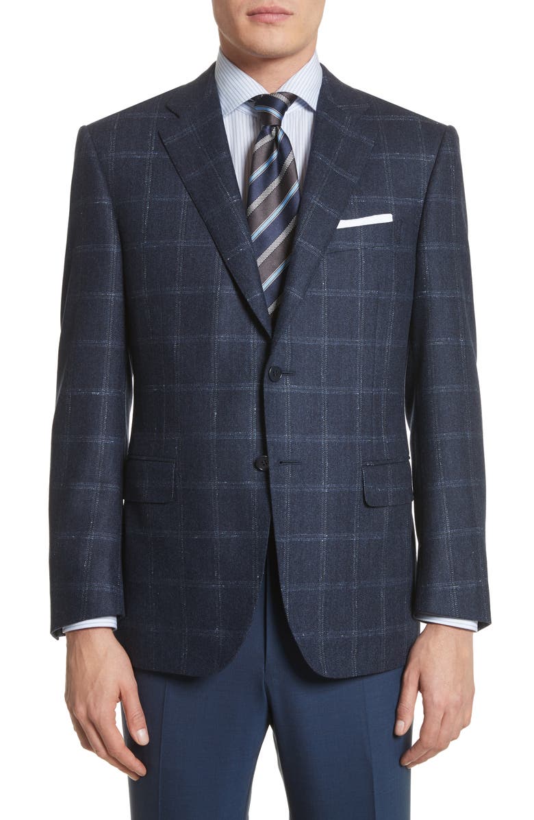 Canali Classic Fit Windowpane Wool & Cashmere Sport Coat, Main, color,