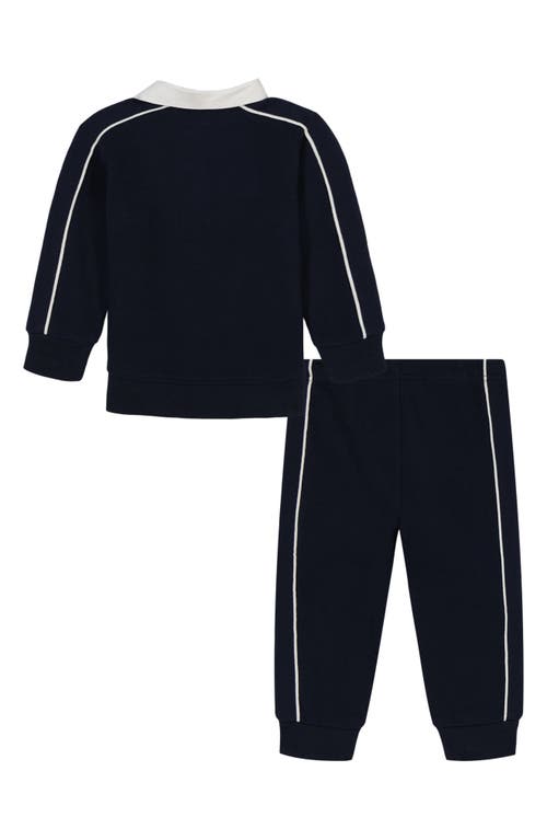 Tommy Hilfiger Piped Trim Fleece Polo & Joggers Set In Black