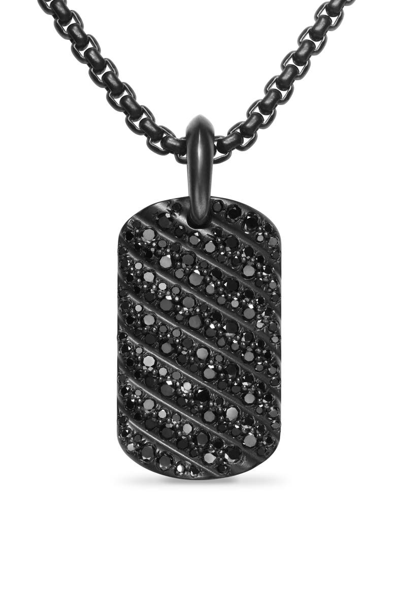 Men's Sculpted Cable Tag in Black Titanium with Black Diamonds, 27mm, Main, color, BLACK TITANIUM