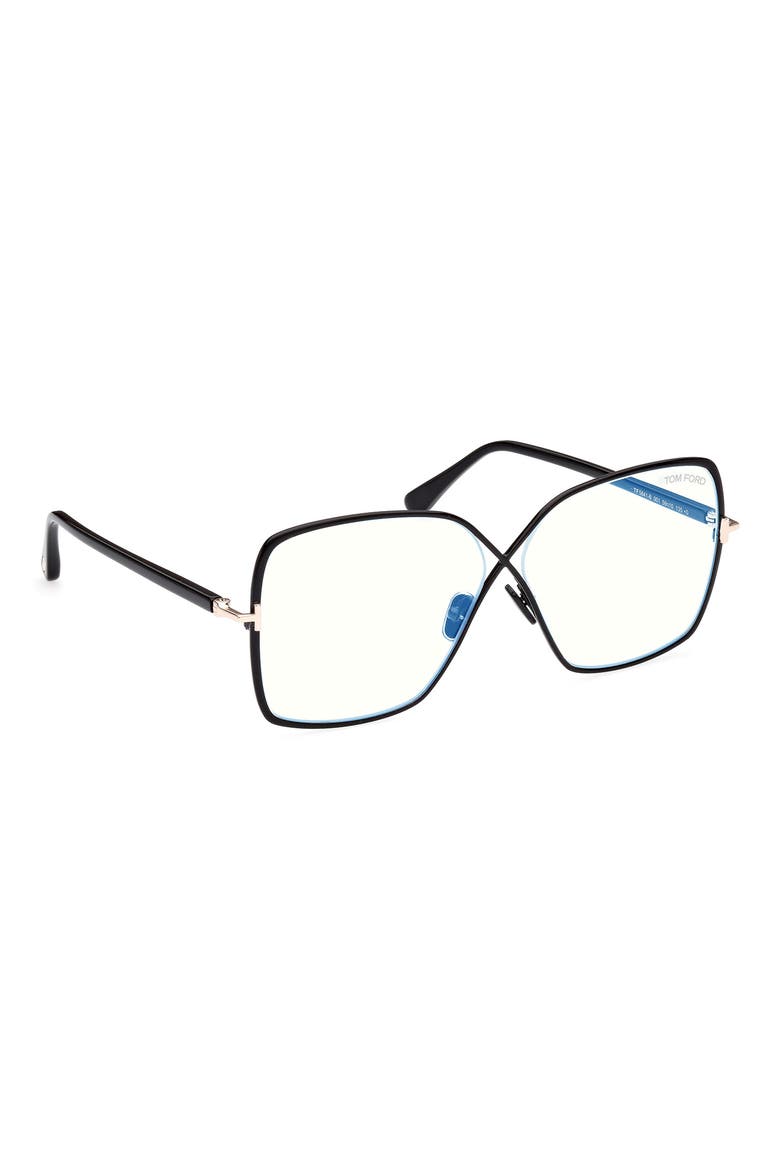 59mm Butterfly Blue Light Blocking Glasses, Alternate, color, SHINY BLACK