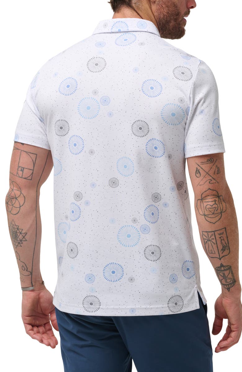 TravisMathew Caught Inside Medallion Print Polo, Alternate, color, White