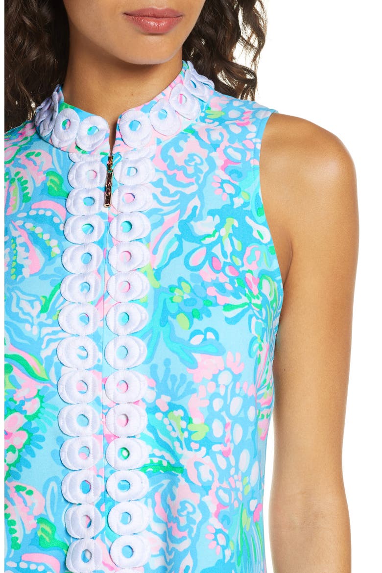 Jane Sleeveless Shift Dress, Alternate, color, BLUE IBIZA AQUA LA VISTA