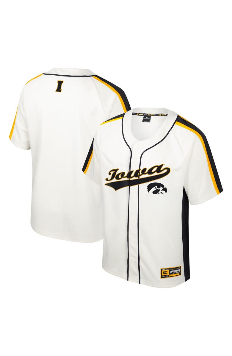 COLOSSEUM Men's Colosseum Cream Iowa Hawkeyes Ruth Button-Up Baseball Jersey, Main, color, 