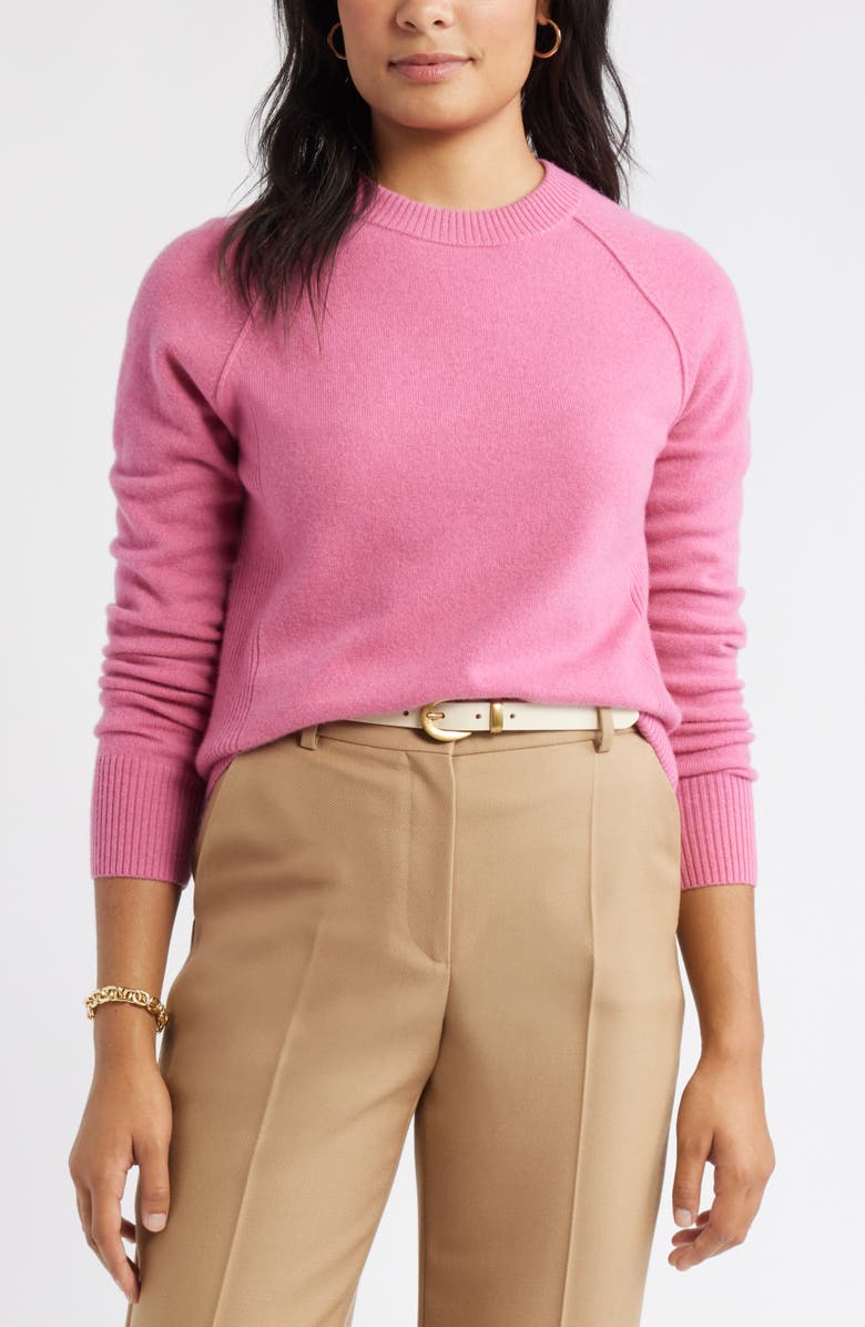 Caslon<sup>®</sup> Raglan Sleeve Wool & Cashmere Sweater, Main, color, Pink