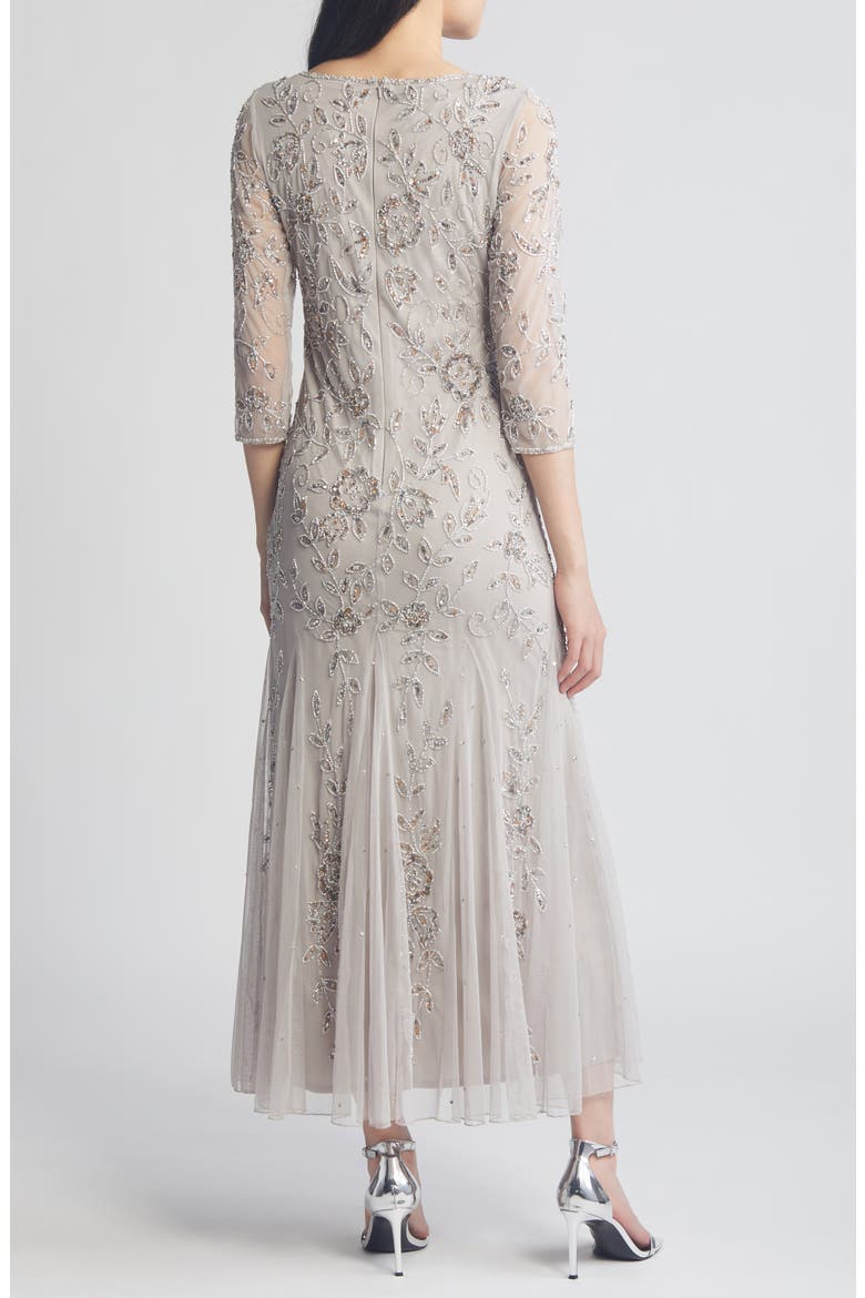 Floral Beaded Tulle Gown, Alternate, color, SILVER 040