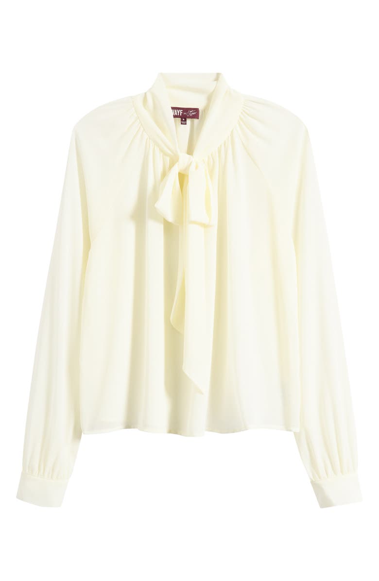 WAYF x Sara Walker Bow Georgette Blouse, Alternate, color, Cream