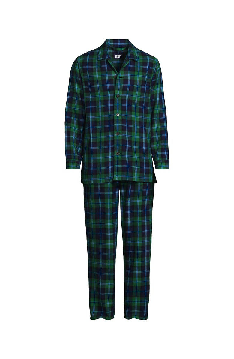 Lands' End Flannel Pajama Set, Alternate, color, Light Emerald Blackwatch