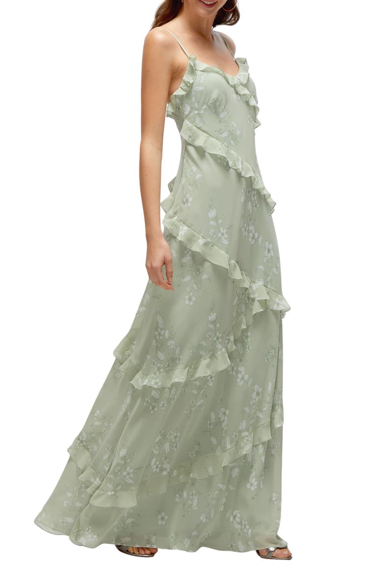 Ruffle Slip Maxi Dress, Alternate, color, VINTAGE PRIMROSE SAGE