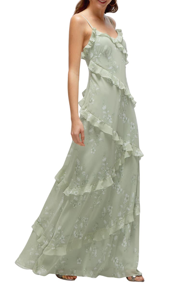 Dessy Collection Ruffle Slip Maxi Dress, Alternate, color, Vintage Primrose Sage