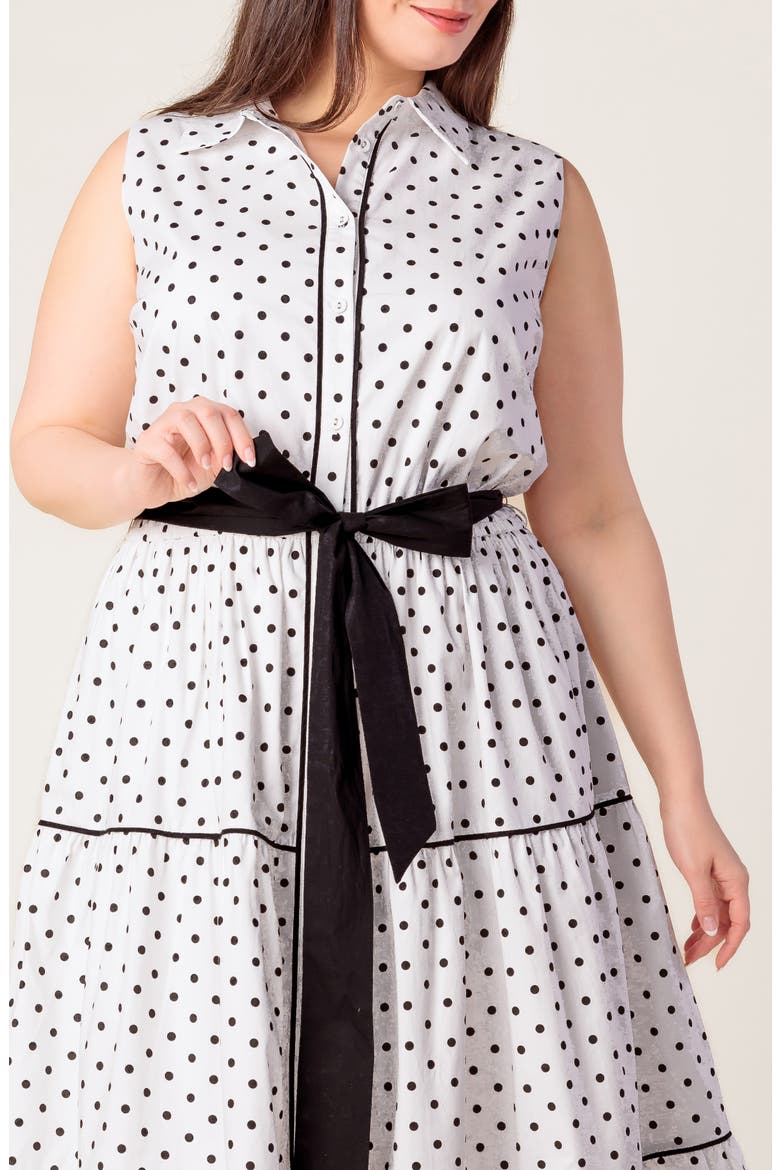 Print Woven Midi Dress, Alternate, color, WHITE BLACK