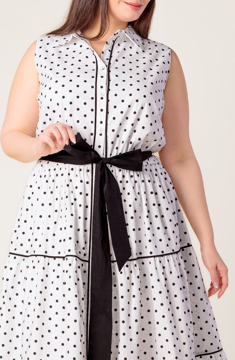 FLYING TOMATO Print Woven Midi Dress, Alternate, color, White Black