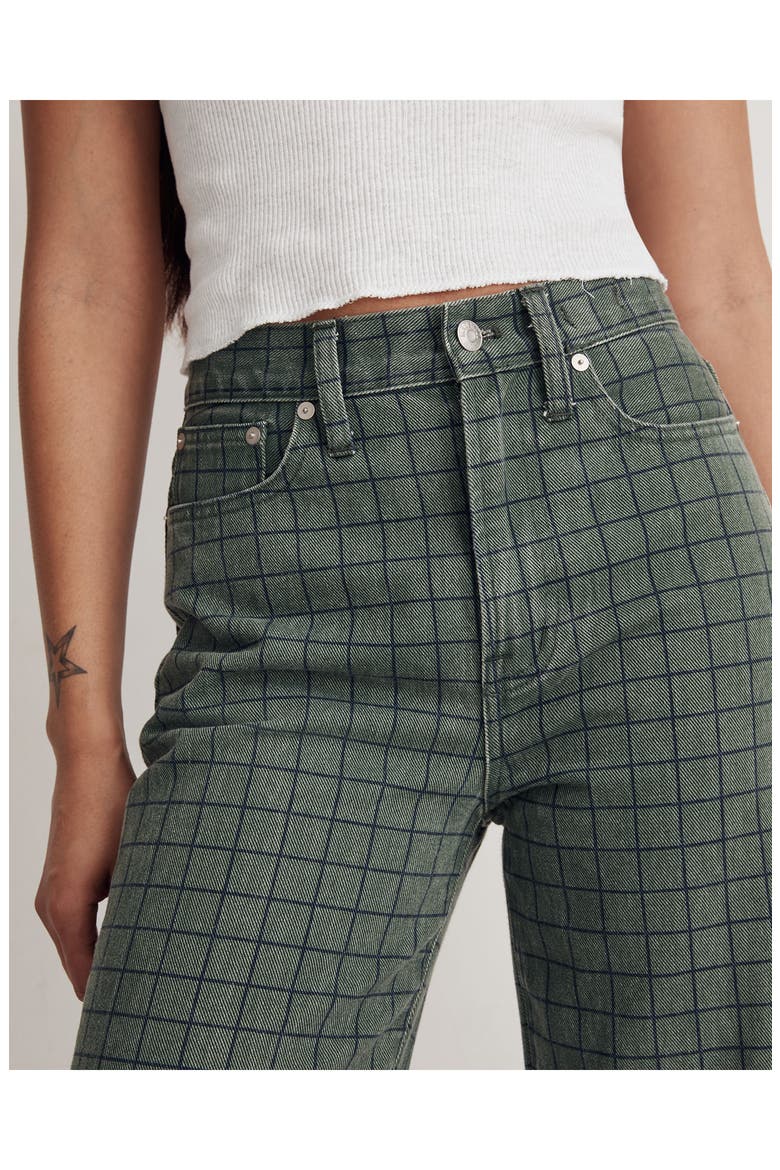 The Perfect Vintage Plaid High Waist Straight Leg Jeans, Alternate, color, FOREST
