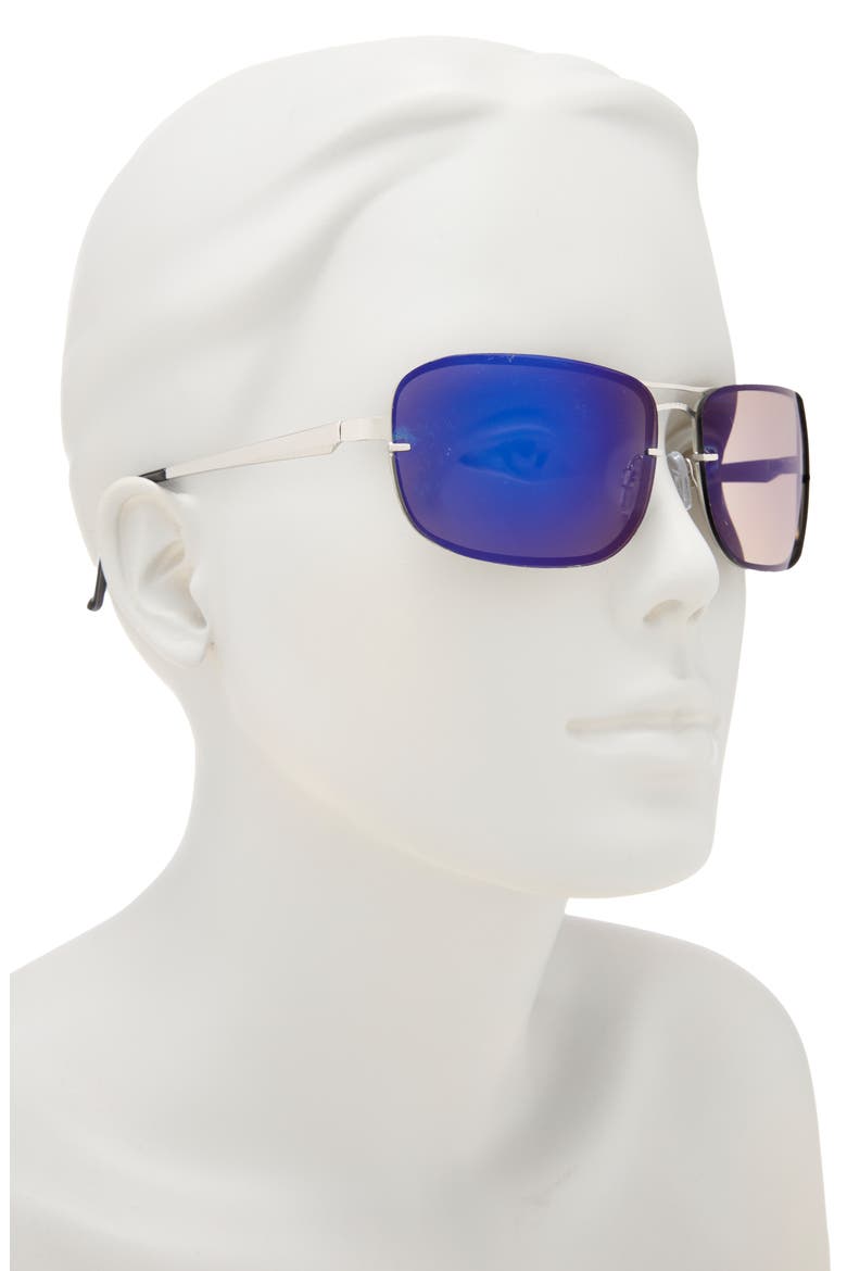 64mm Oversize Aviator Sunglasses, Alternate, color, SILVER