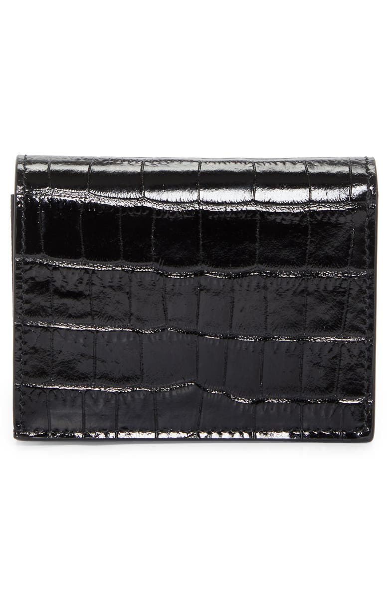 TOM FORD T-Line Croc Embossed Leather Card Holder, Alternate, color,