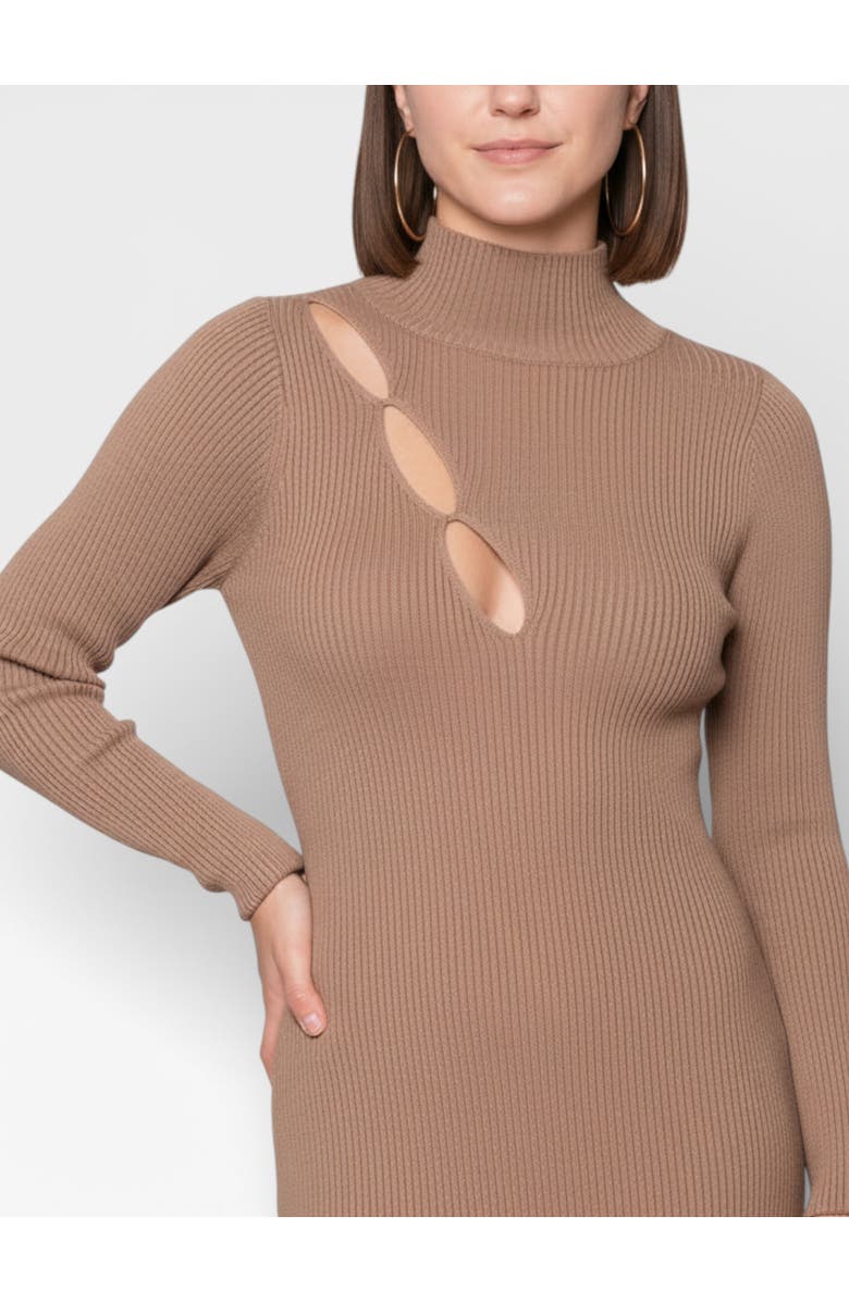 RACHEL Rachel Roy Clarke Mock Neck Sweater Midi Dress, Alternate, color, Almond