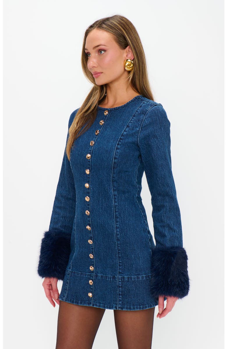 Show Me Your Mumu Rockefeller Mini Dress, Alternate, color, Subzero Indigo With Faux Fur