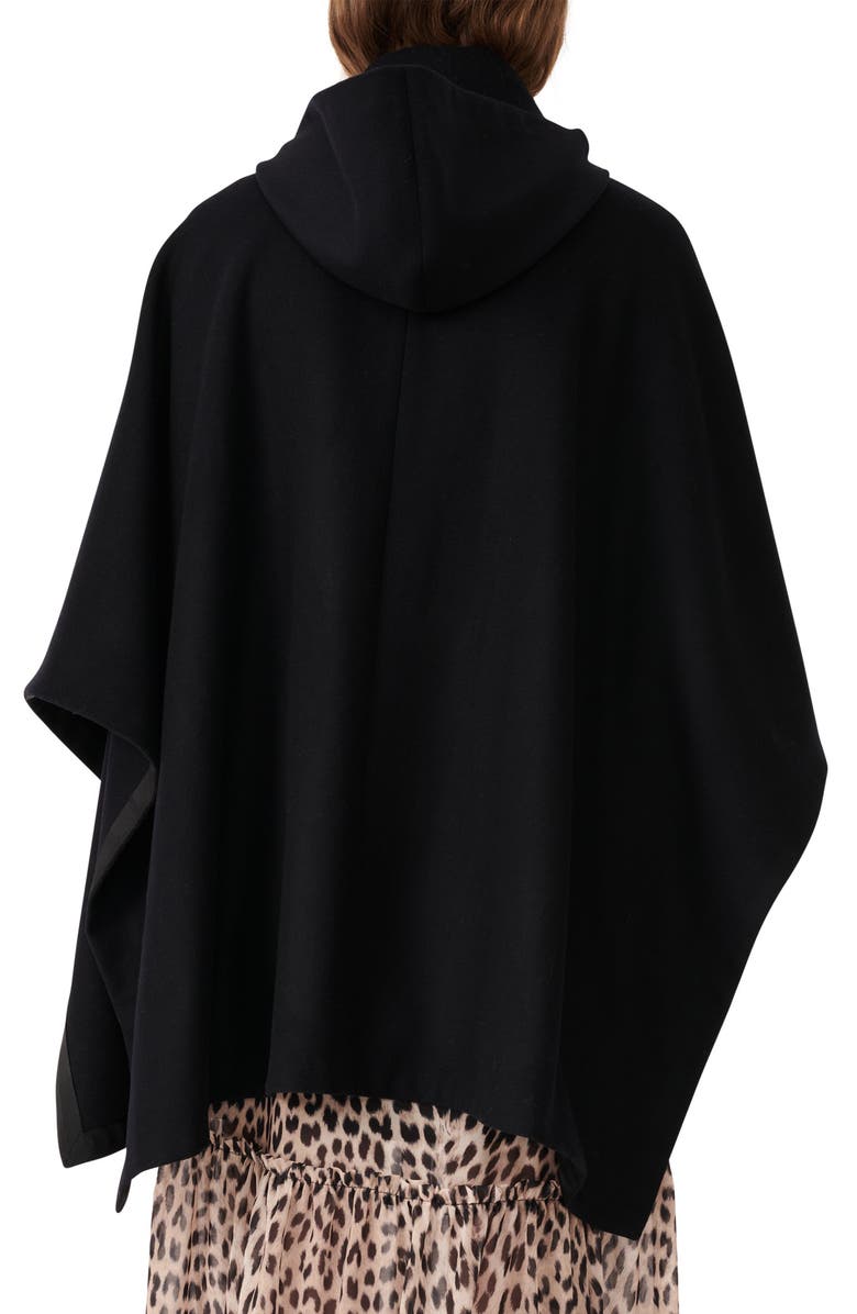 maje Wool & Cashmere Blend Hooded Cape Coat, Alternate, color,