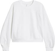 Zella Cloud Fleece Ruched Sleeve Sweatershirt