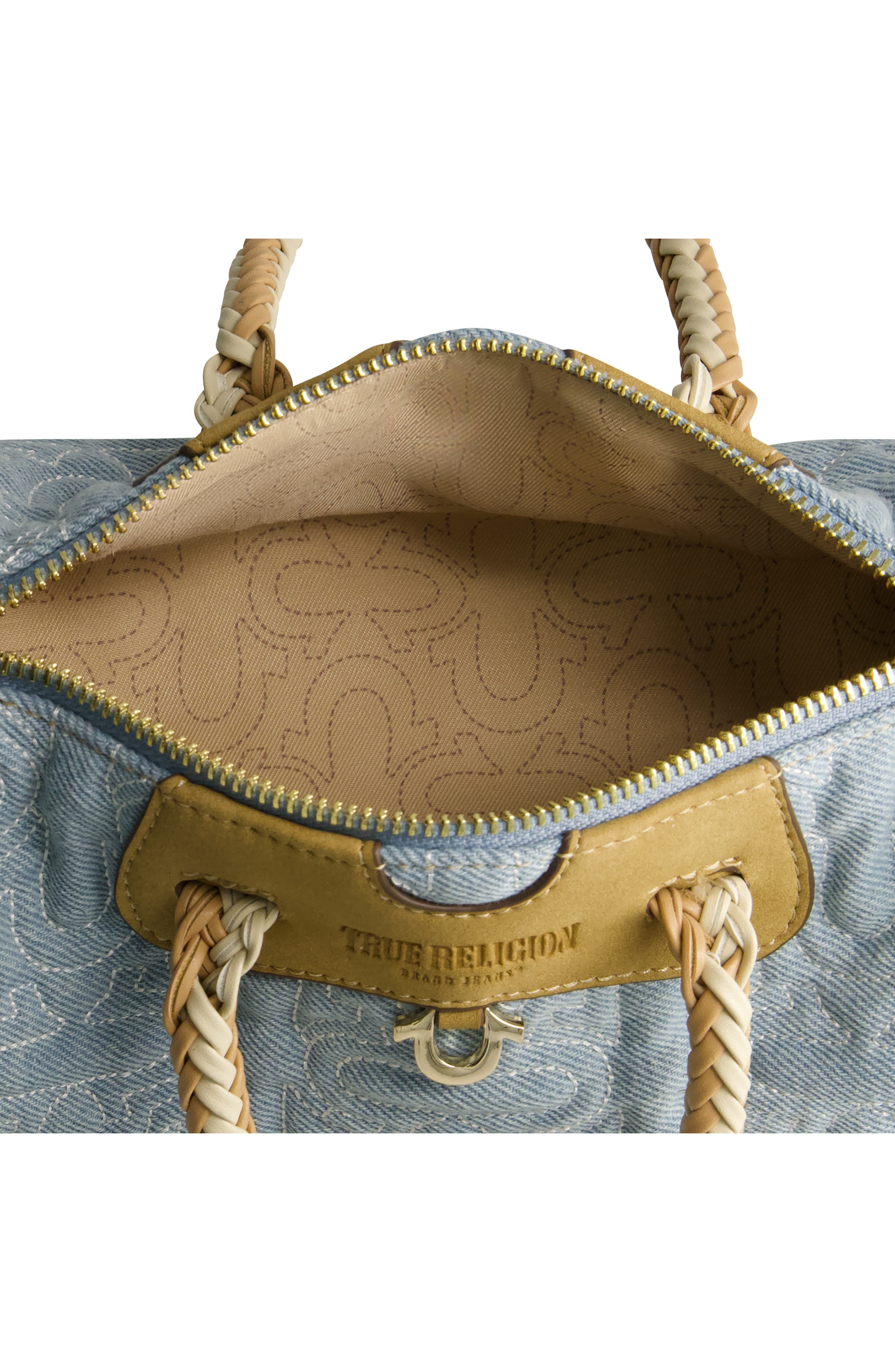 Quilted Horseshoe Mini Duffel Crossbody Bag, Alternate, color, DENIM