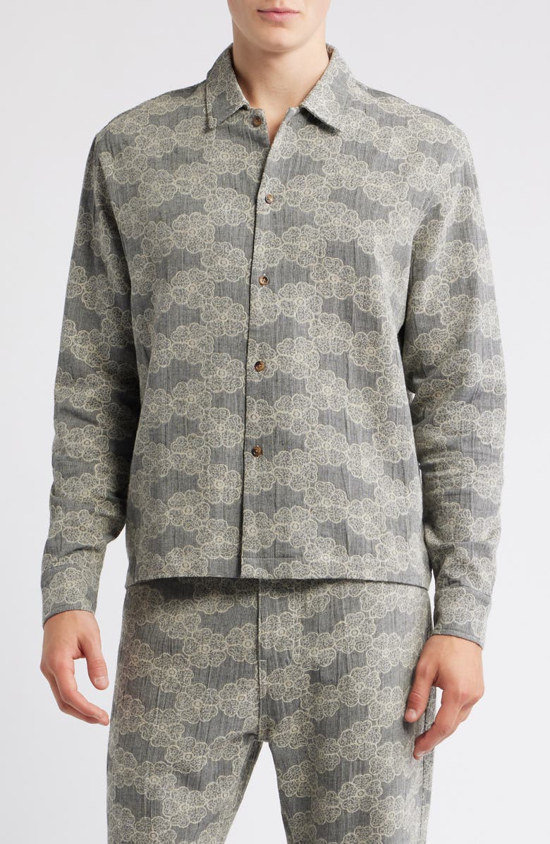 RIZORT Trevor Floral Cotton Blend Button-Up Shirt, Main, color, Grey