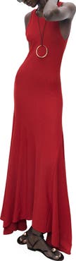 MANGO Asymmetric Sleeveless Knit Maxi Dress
