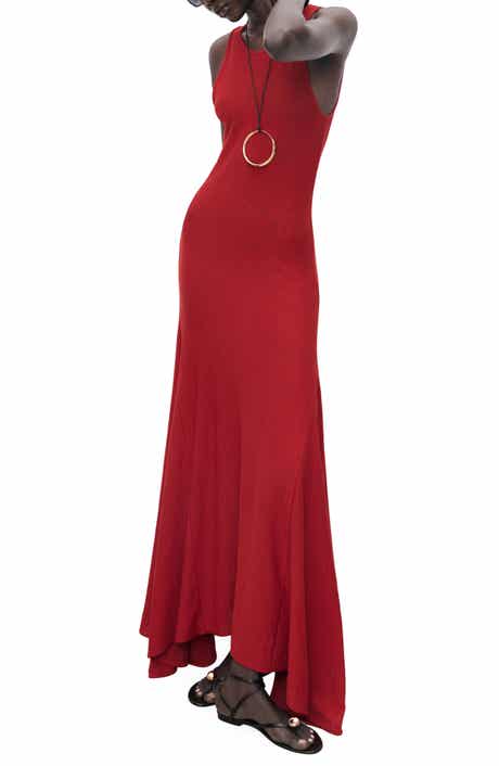 MANGO Asymmetric Sleeveless Knit Maxi Dress