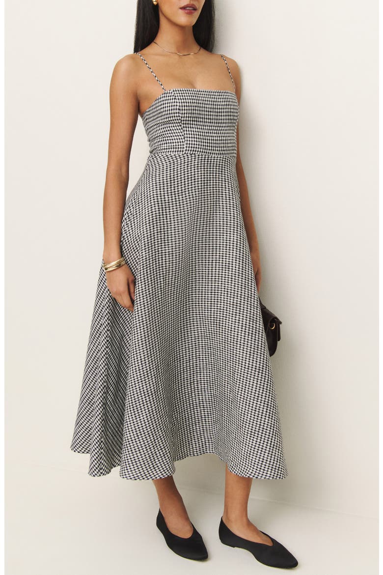 Monette Linen Maxi Dress, Main, color, REMY CHECK