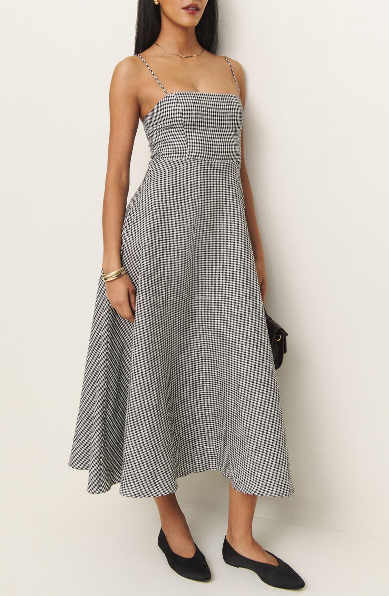 Reformation Monette Linen Maxi Dress, Main, color, Remy Check