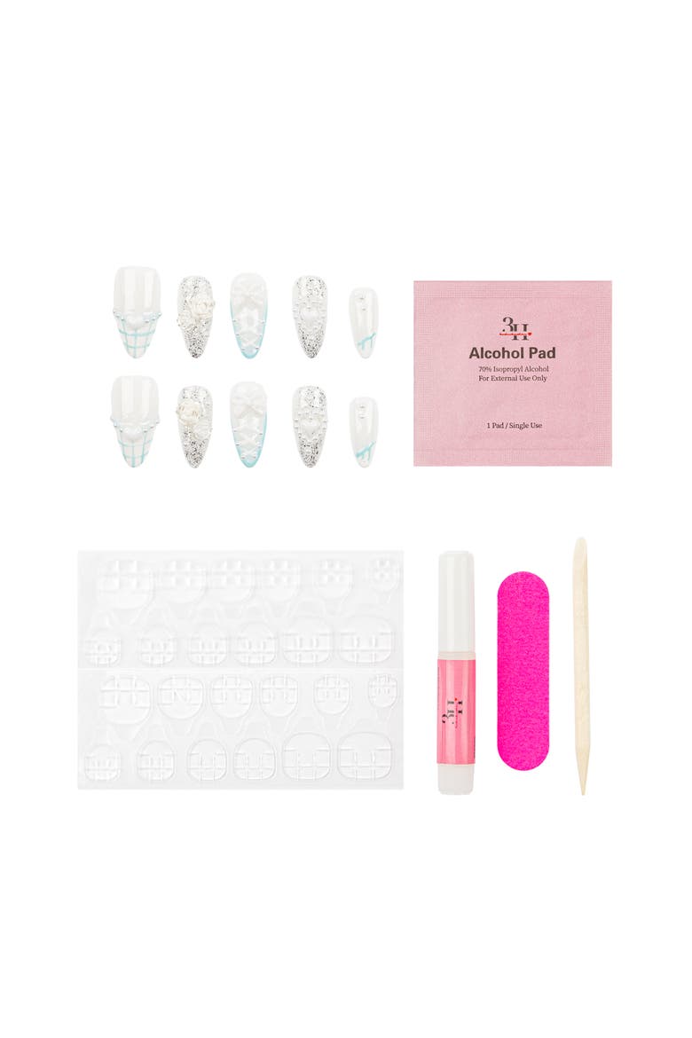 Crystal Frost Luxury Handmade Press On Nails, Alternate, color, pastel, baby blue